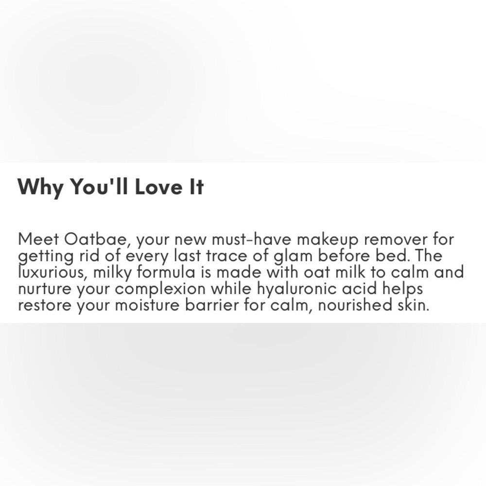 Toy Factory Oatbae, Hyaluronic Oat Milk, Oil Makeup Remover, Size: 3.38 oz. - Picture 2 of 6